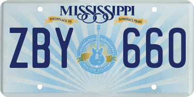MS license plate ZBY660