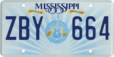 MS license plate ZBY664