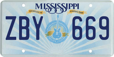 MS license plate ZBY669