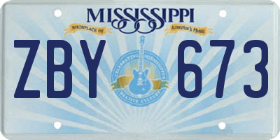 MS license plate ZBY673
