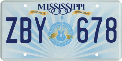 MS license plate ZBY678