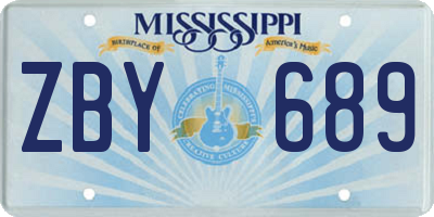MS license plate ZBY689
