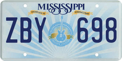 MS license plate ZBY698