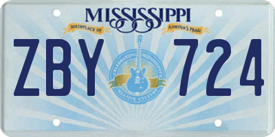 MS license plate ZBY724