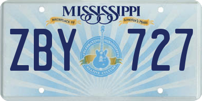 MS license plate ZBY727