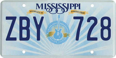 MS license plate ZBY728