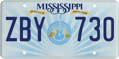 MS license plate ZBY730