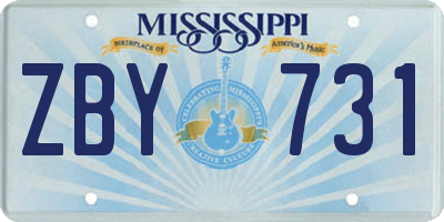 MS license plate ZBY731