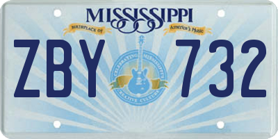 MS license plate ZBY732
