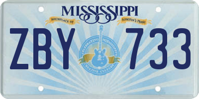 MS license plate ZBY733