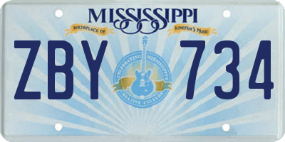 MS license plate ZBY734