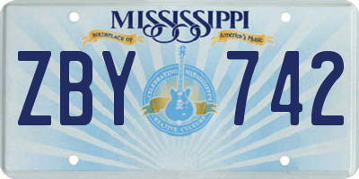 MS license plate ZBY742