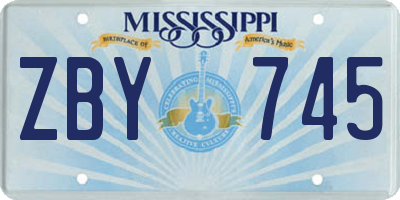 MS license plate ZBY745