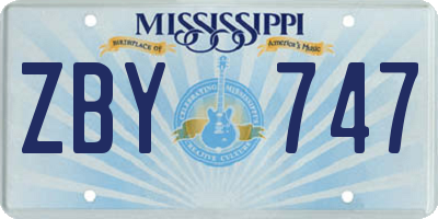 MS license plate ZBY747