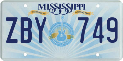 MS license plate ZBY749