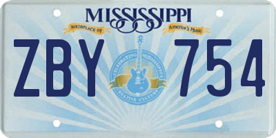 MS license plate ZBY754