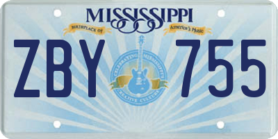 MS license plate ZBY755
