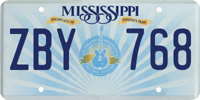 MS license plate ZBY768