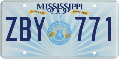 MS license plate ZBY771