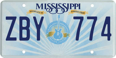 MS license plate ZBY774