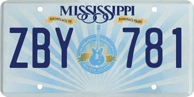 MS license plate ZBY781