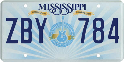 MS license plate ZBY784