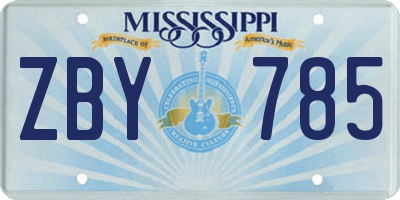 MS license plate ZBY785