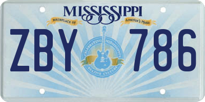 MS license plate ZBY786