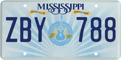 MS license plate ZBY788