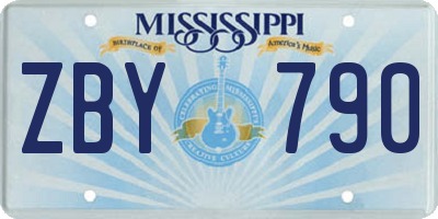 MS license plate ZBY790