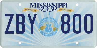 MS license plate ZBY800