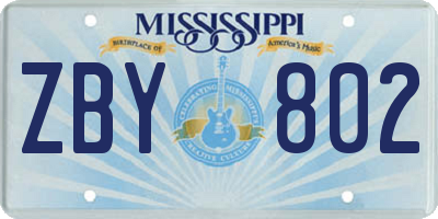 MS license plate ZBY802