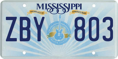 MS license plate ZBY803