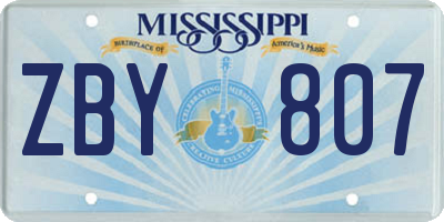 MS license plate ZBY807