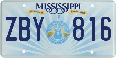 MS license plate ZBY816