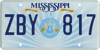 MS license plate ZBY817