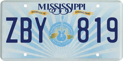 MS license plate ZBY819