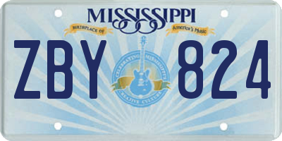 MS license plate ZBY824