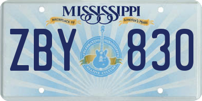 MS license plate ZBY830