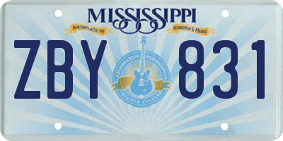 MS license plate ZBY831