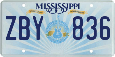 MS license plate ZBY836