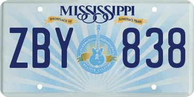 MS license plate ZBY838