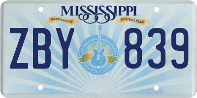 MS license plate ZBY839
