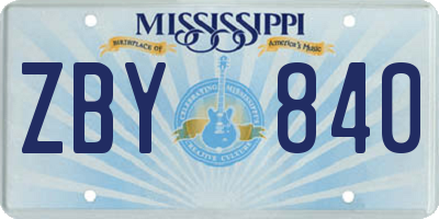 MS license plate ZBY840