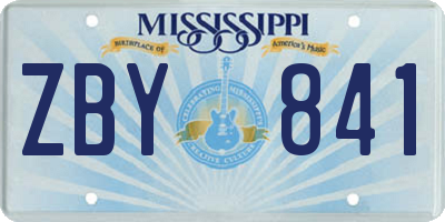 MS license plate ZBY841