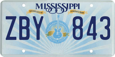 MS license plate ZBY843