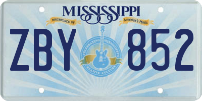 MS license plate ZBY852