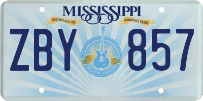 MS license plate ZBY857