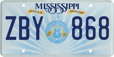 MS license plate ZBY868