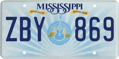 MS license plate ZBY869
